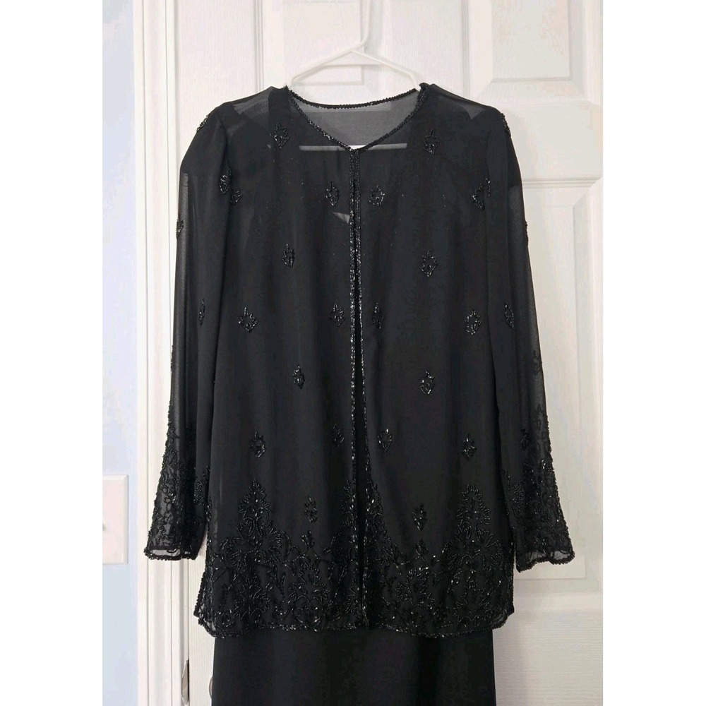 J Kara New York 2 Piece Mother Of The Bride Beaded Fancy Dress Size 6 Black